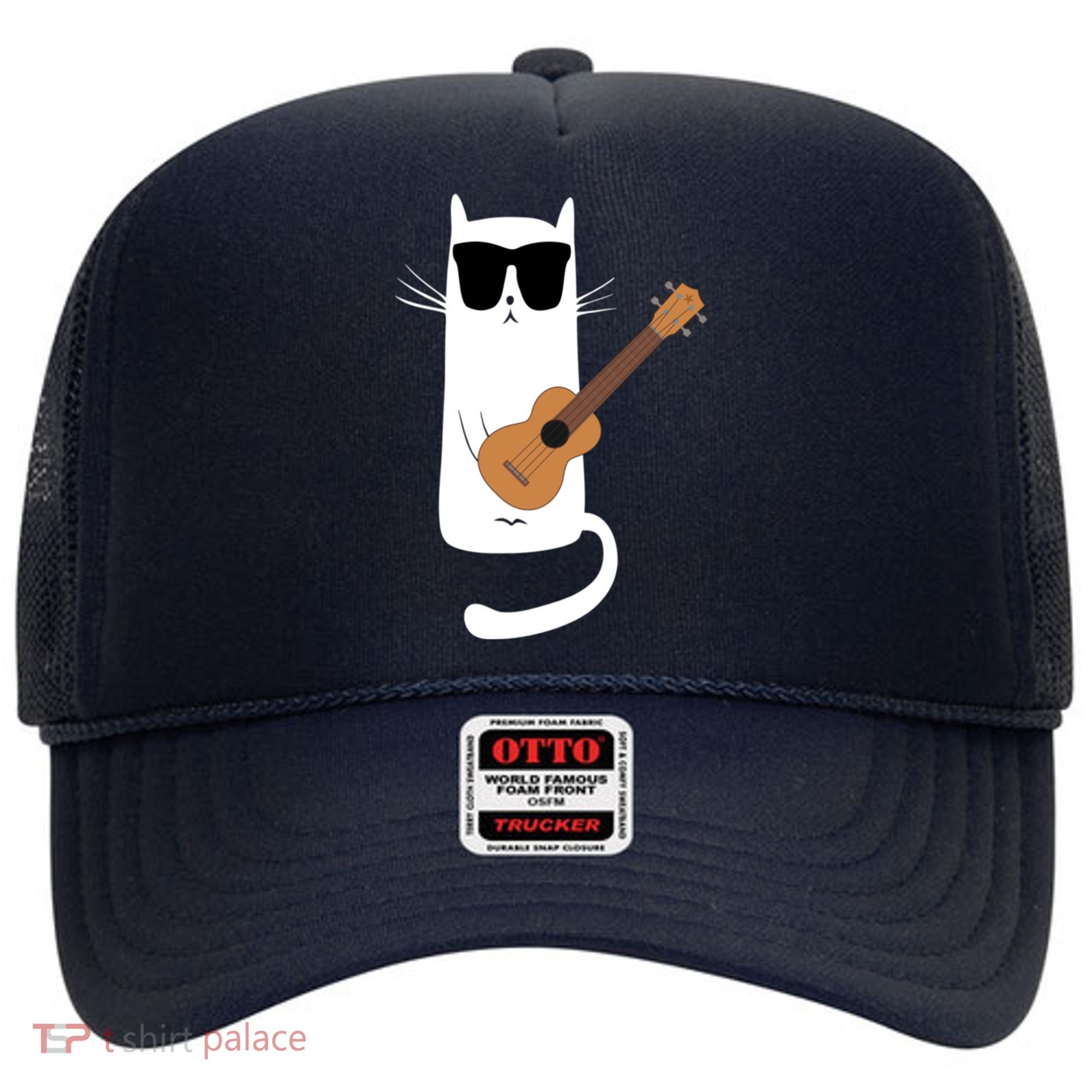 Funny Cat Wearing Sunglasses Playing Ukulele Hat