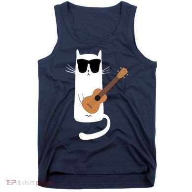 Funny Cat Wearing Sunglasses Playing Ukulele Tank Top