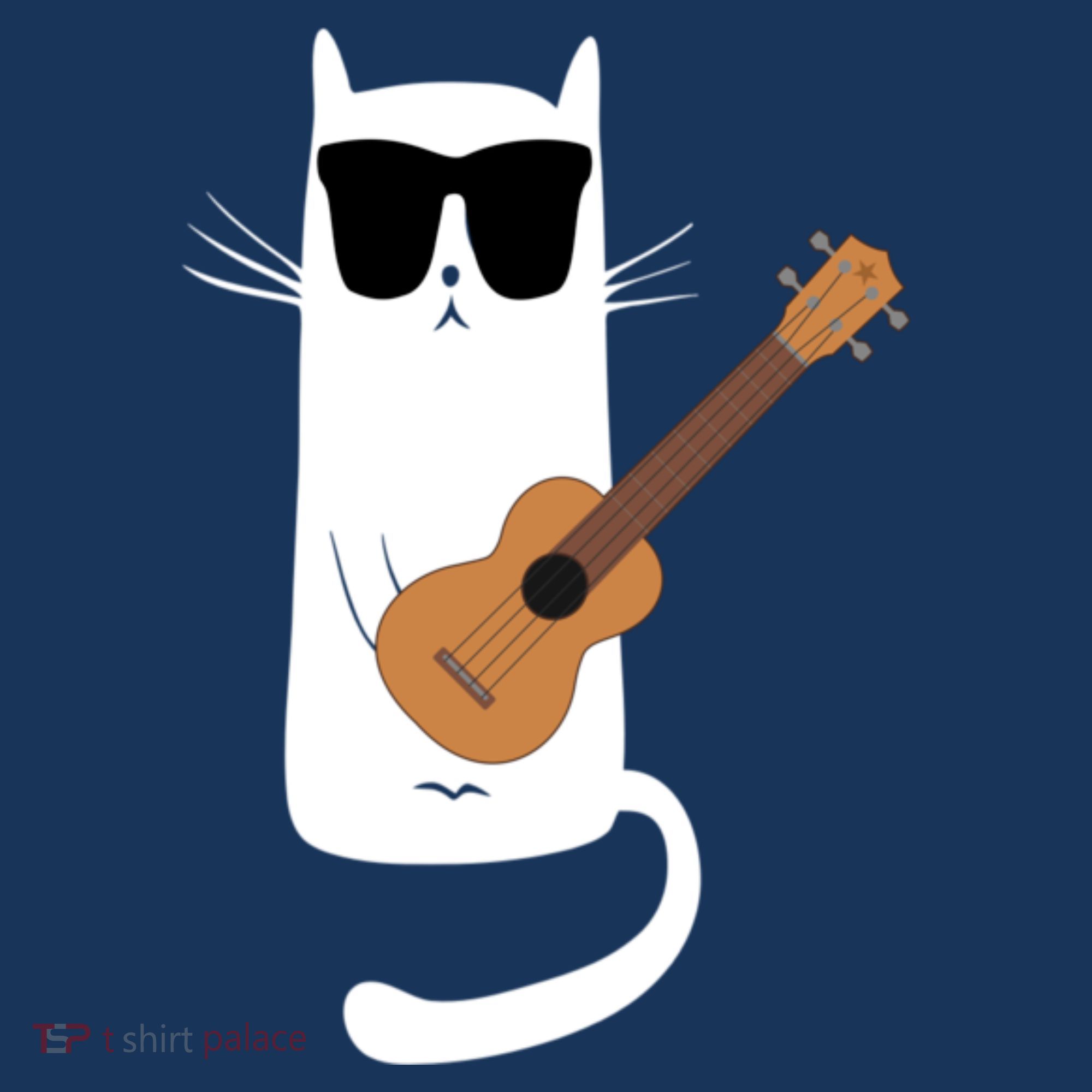 Funny Cat Wearing Sunglasses Playing Ukulele Tank Top