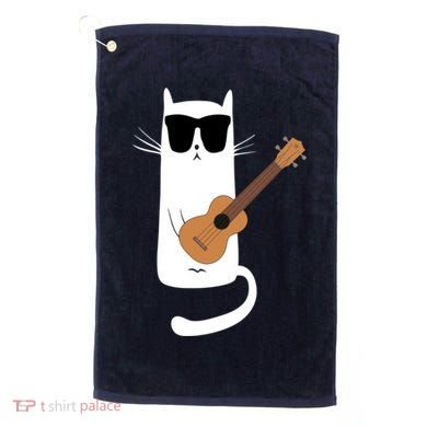 Funny Cat Wearing Sunglasses Playing Ukulele Golf Towel