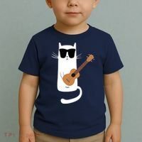 Funny Cat Wearing Sunglasses Playing Ukulele Toddler T-Shirt thumb 2
