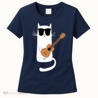 Funny Cat Wearing Sunglasses Playing Ukulele Women's T-Shirt thumb 0