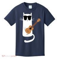 Funny Cat Wearing Sunglasses Playing Ukulele Kids T-Shirt thumb 0