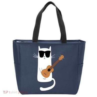 Funny Cat Wearing Sunglasses Playing Ukulele Tote Bag