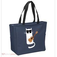 Funny Cat Wearing Sunglasses Playing Ukulele Tote Bag thumb 2