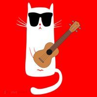 Funny Cat Wearing Sunglasses Playing Ukulele Santa Hat thumb 1