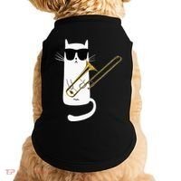 Funny Cat Wearing Sunglasses Playing Trombone Doggie Tank thumb 0