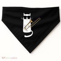 Funny Cat Wearing Sunglasses Playing Trombone USA-Made Doggie Bandana thumb 0