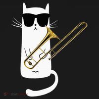 Funny Cat Wearing Sunglasses Playing Trombone USA-Made Doggie Bandana thumb 2