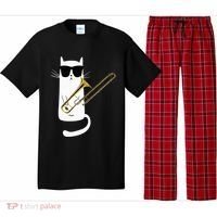 Funny Cat Wearing Sunglasses Playing Trombone Pajama Set thumb 0