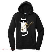 Funny Cat Wearing Sunglasses Playing Trombone Women's Hoodie thumb 0