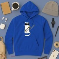 Funny Cat Wearing Sunglasses Playing Trombone Hoodie thumb 3