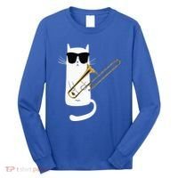 Funny Cat Wearing Sunglasses Playing Trombone Long Sleeve Shirt thumb 0