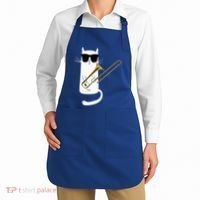 Funny Cat Wearing Sunglasses Playing Trombone Apron thumb 2