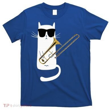 Funny Cat Wearing Sunglasses Playing Trombone T-Shirt
