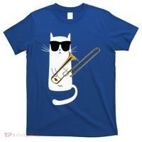 Funny Cat Wearing Sunglasses Playing Trombone T-Shirt thumb 0