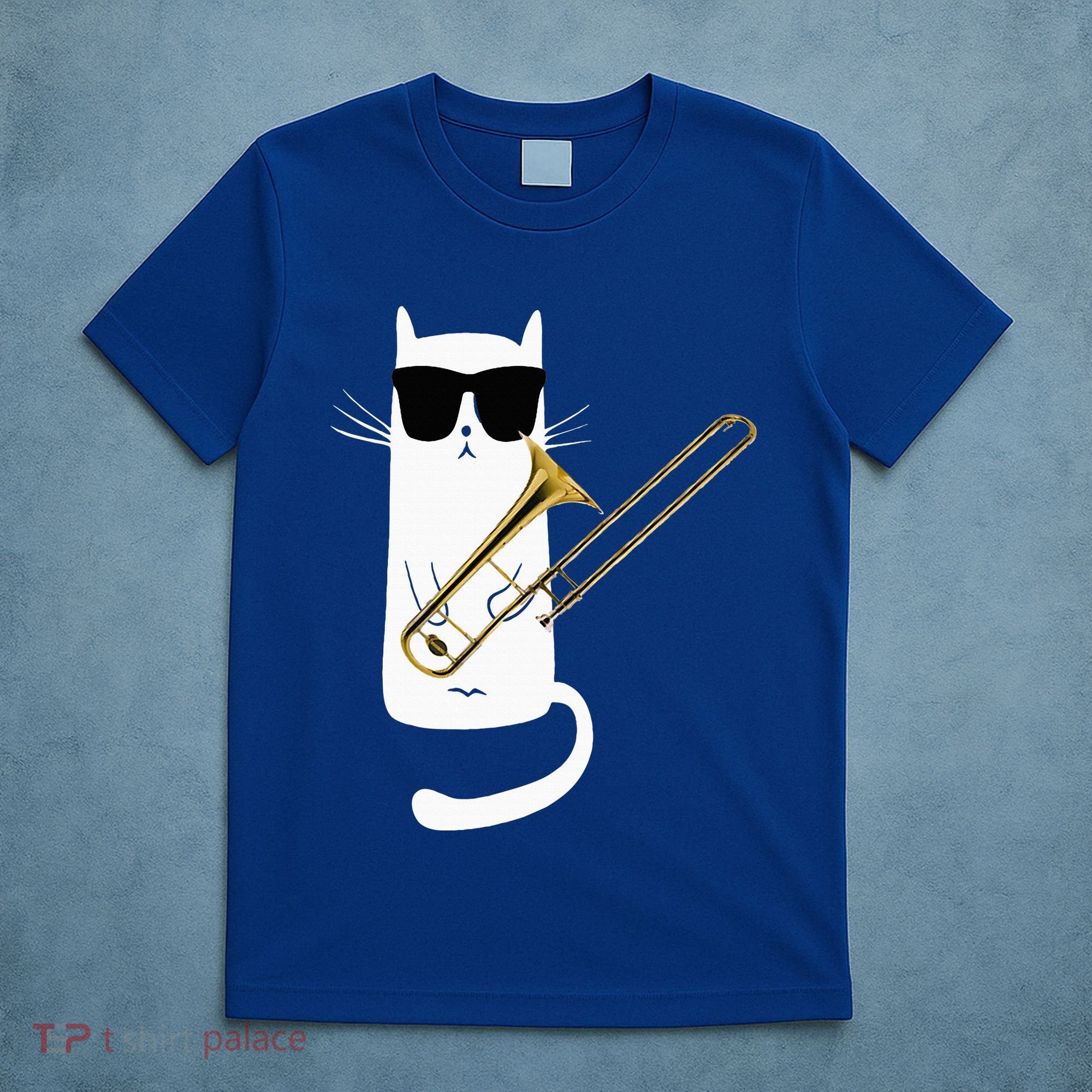 Funny Cat Wearing Sunglasses Playing Trombone T-Shirt