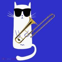 Funny Cat Wearing Sunglasses Playing Trombone Coaster thumb 2
