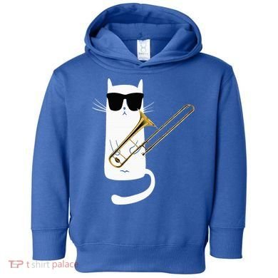 Funny Cat Wearing Sunglasses Playing Trombone Toddler Hoodie