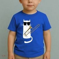 Funny Cat Wearing Sunglasses Playing Trombone Toddler T-Shirt thumb 2