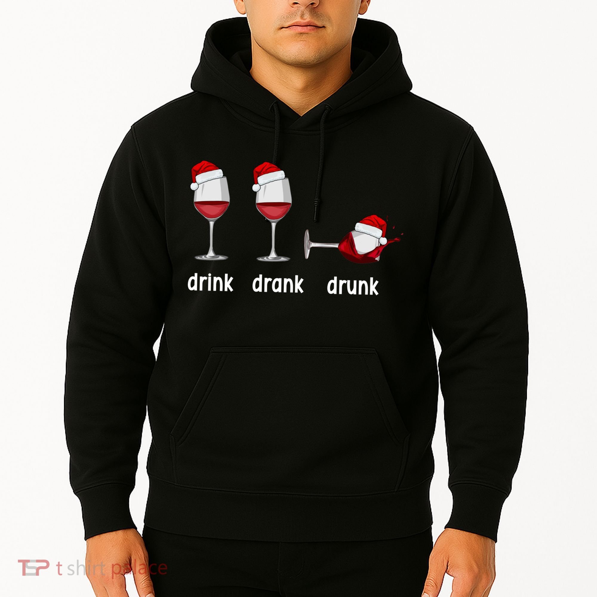 Funny Christmas Wine Grammar Verb Conjugation Party Hoodie
