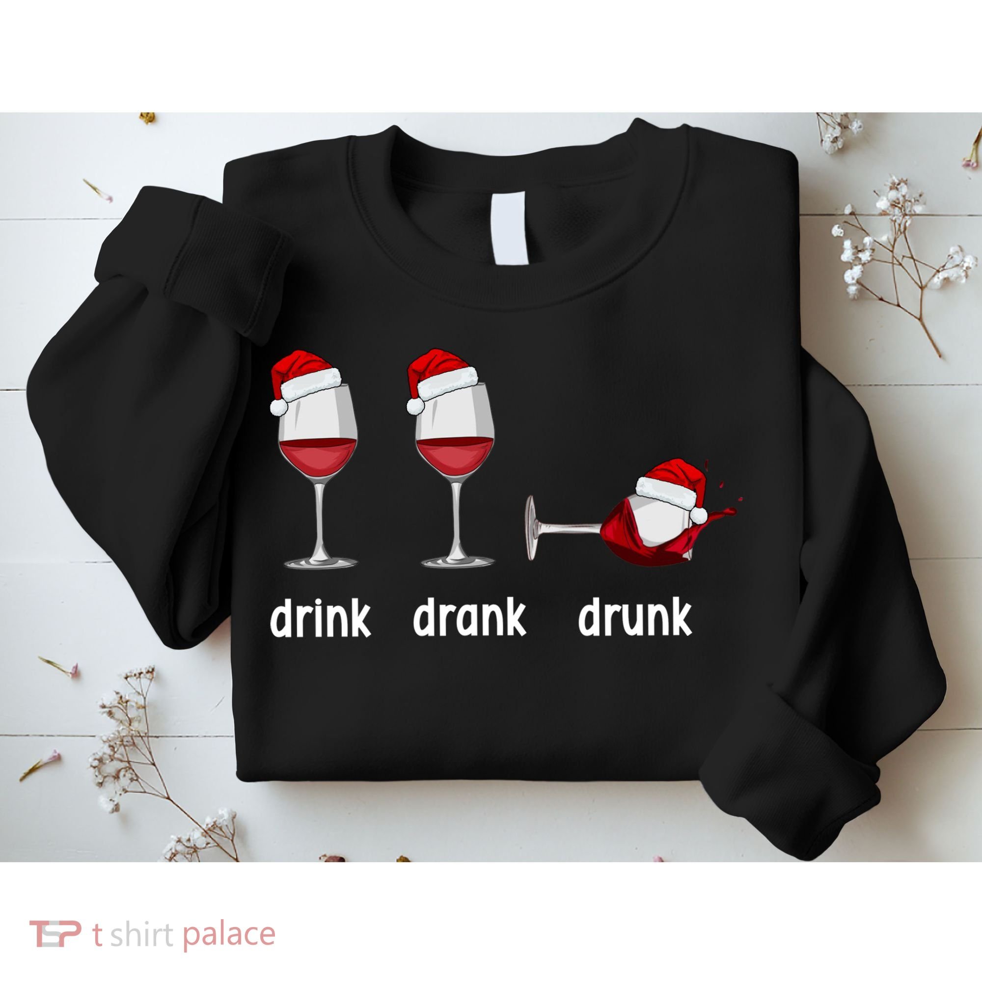 Funny Christmas Wine Grammar Verb Conjugation Party Sweatshirt
