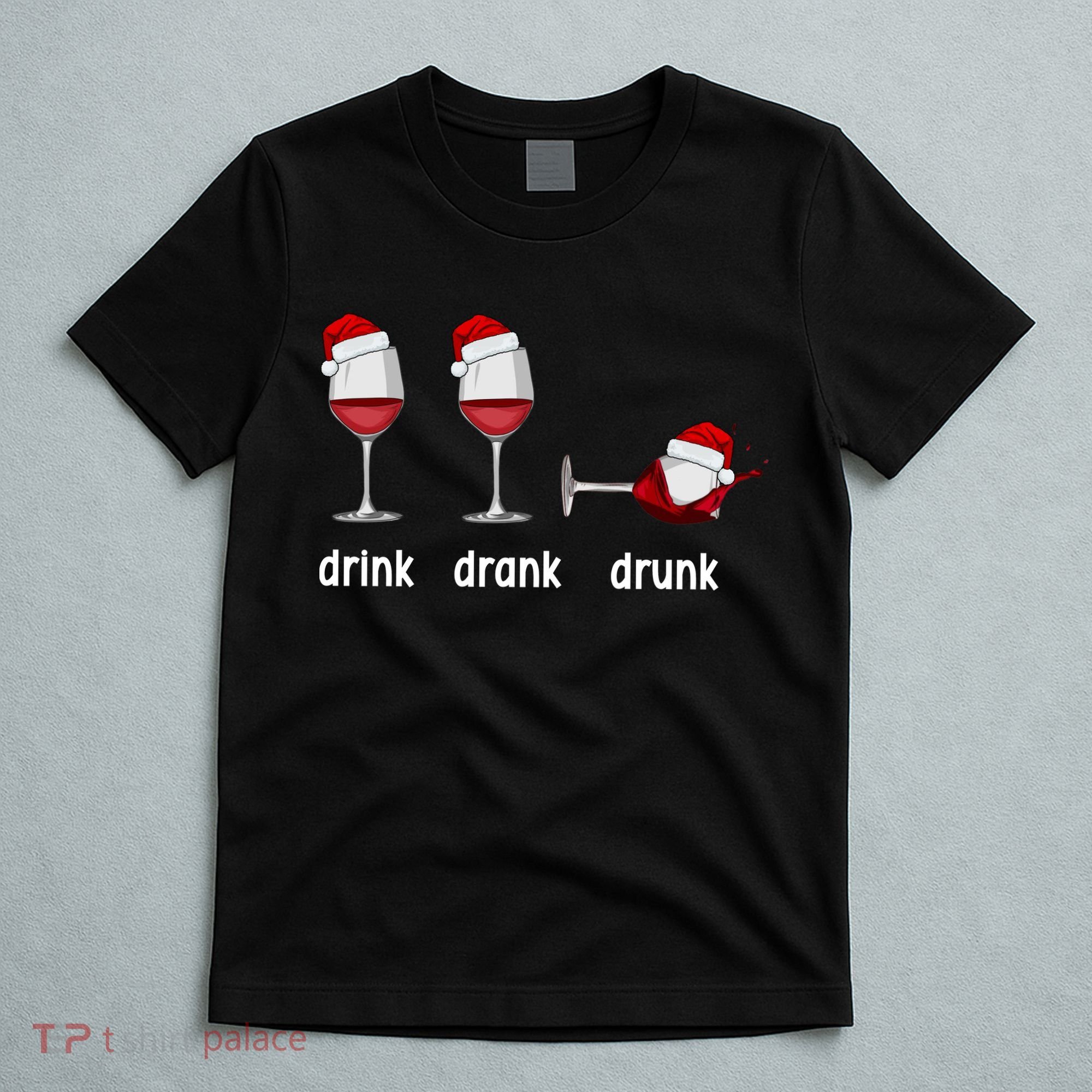 Funny Christmas Wine Grammar Verb Conjugation Party T-Shirt