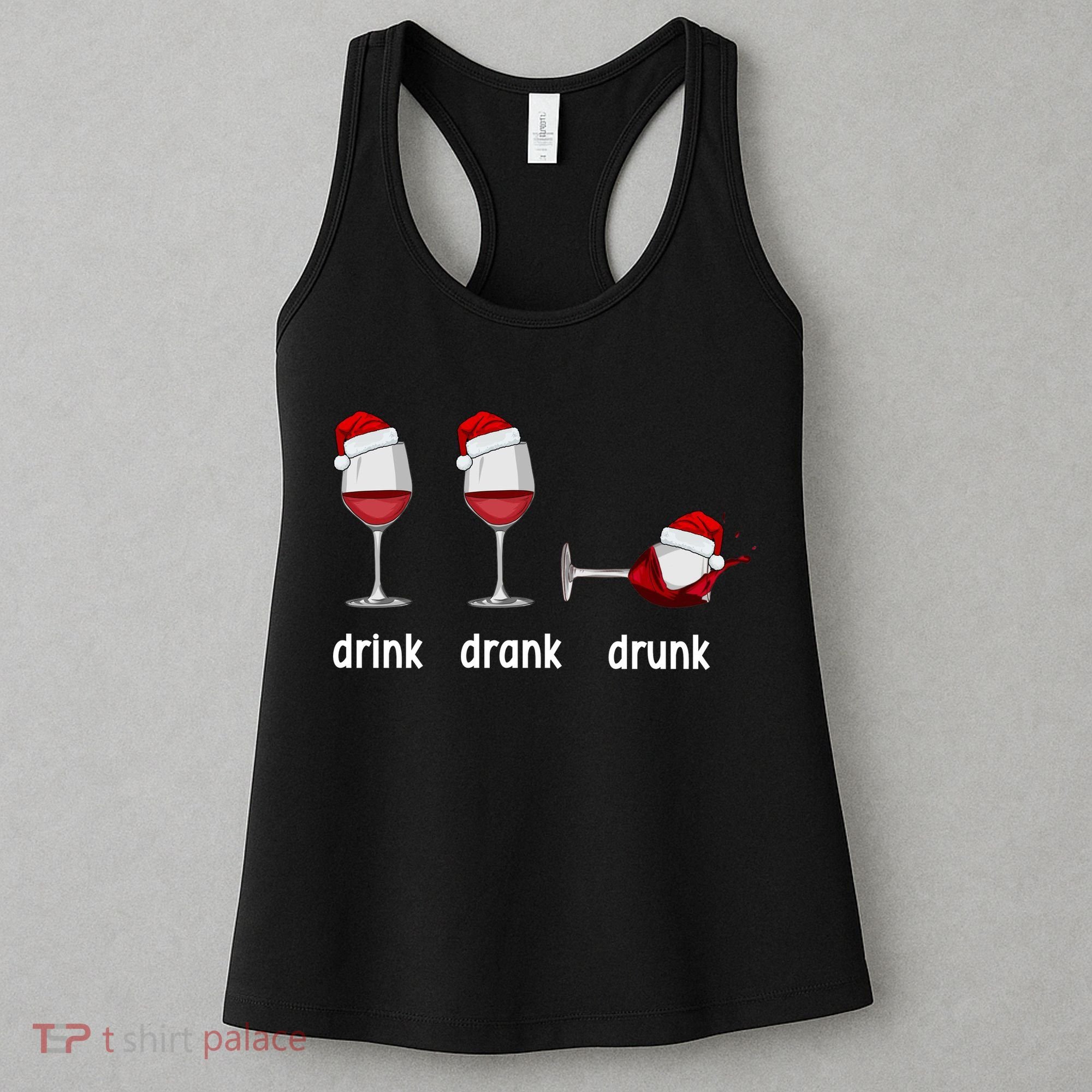 Funny Christmas Wine Grammar Verb Conjugation Party Women's Tank Top