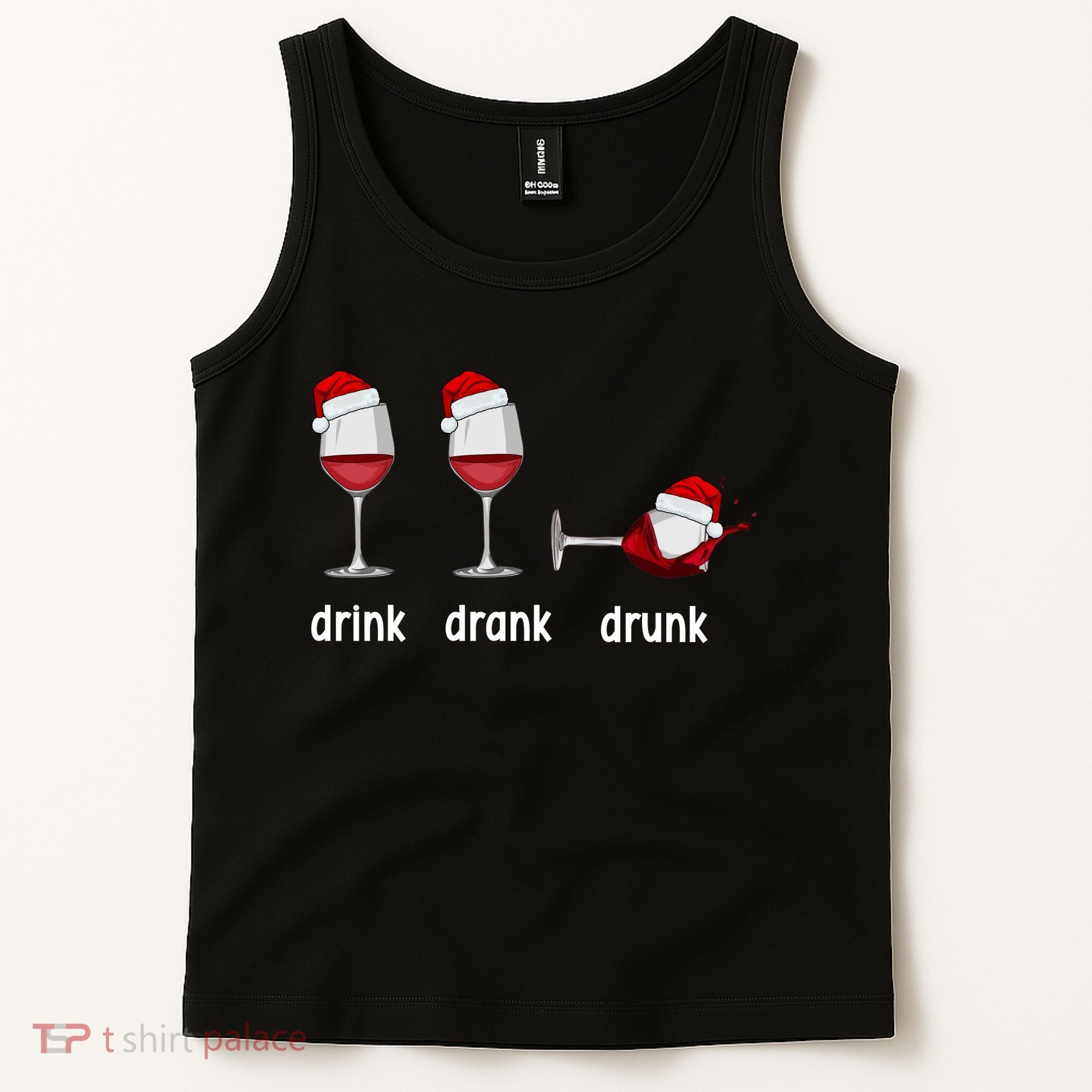 Funny Christmas Wine Grammar Verb Conjugation Party Tank Top