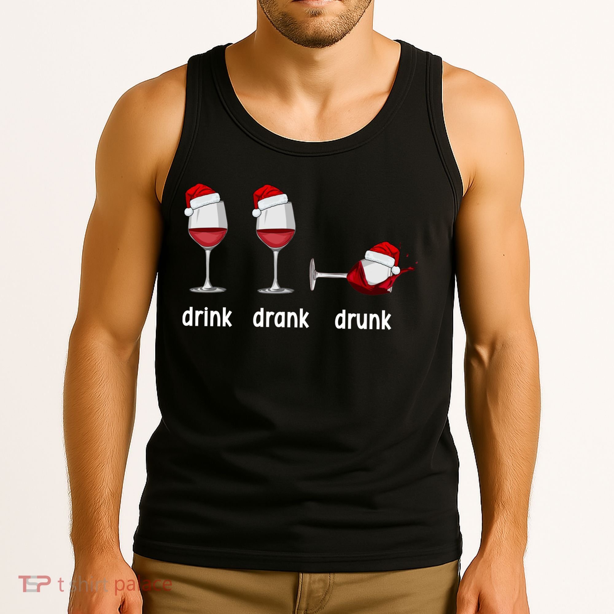 Funny Christmas Wine Grammar Verb Conjugation Party Tank Top