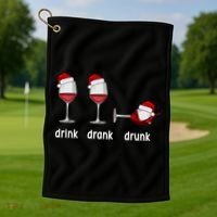 Funny Christmas Wine Grammar Verb Conjugation Party Golf Towel thumb 1
