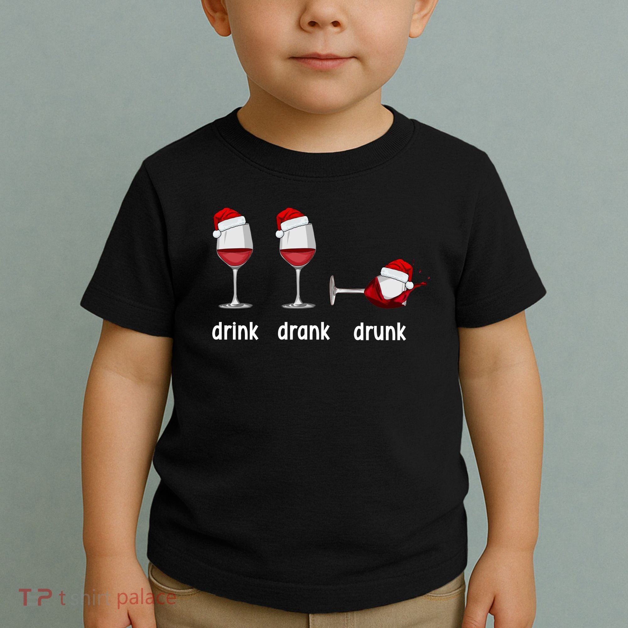 Funny Christmas Wine Grammar Verb Conjugation Party Toddler T-Shirt