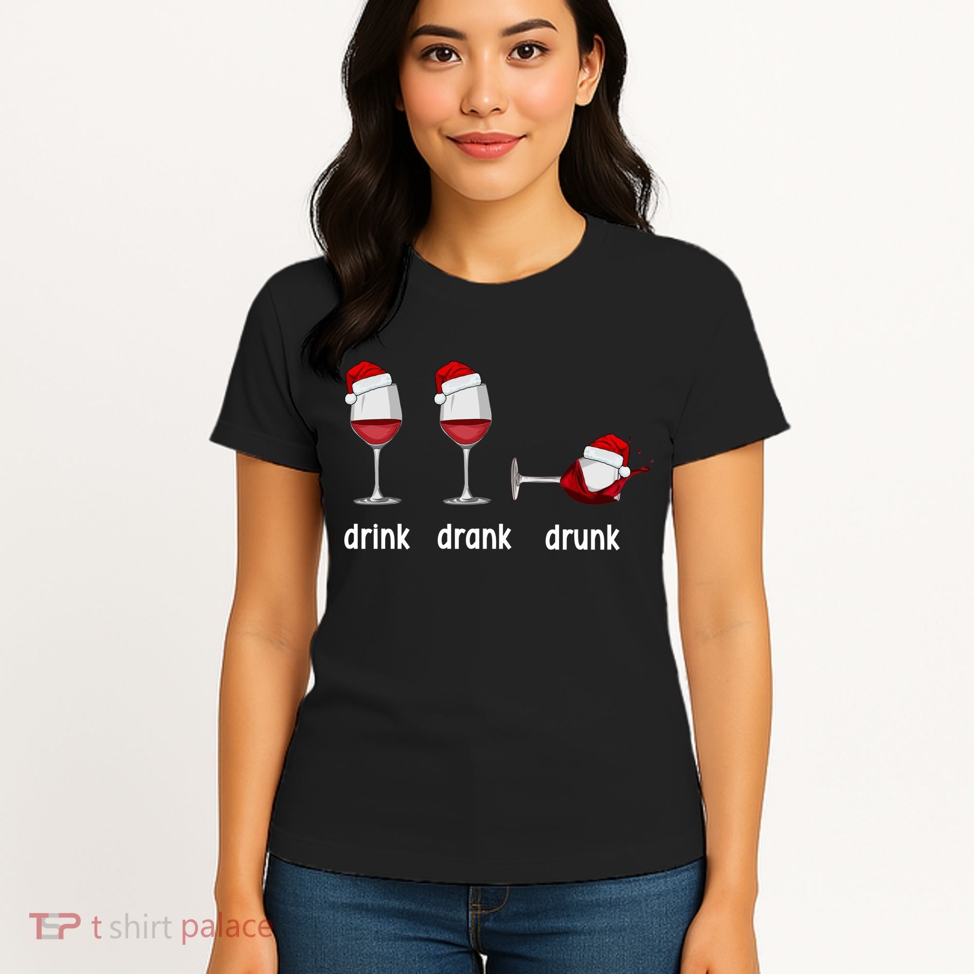 Funny Christmas Wine Grammar Verb Conjugation Party Women's T-Shirt