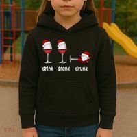 Funny Christmas Wine Grammar Verb Conjugation Party Kids Hoodie thumb 3