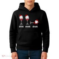 Funny Christmas Wine Grammar Verb Conjugation Party Kids Hoodie thumb 4