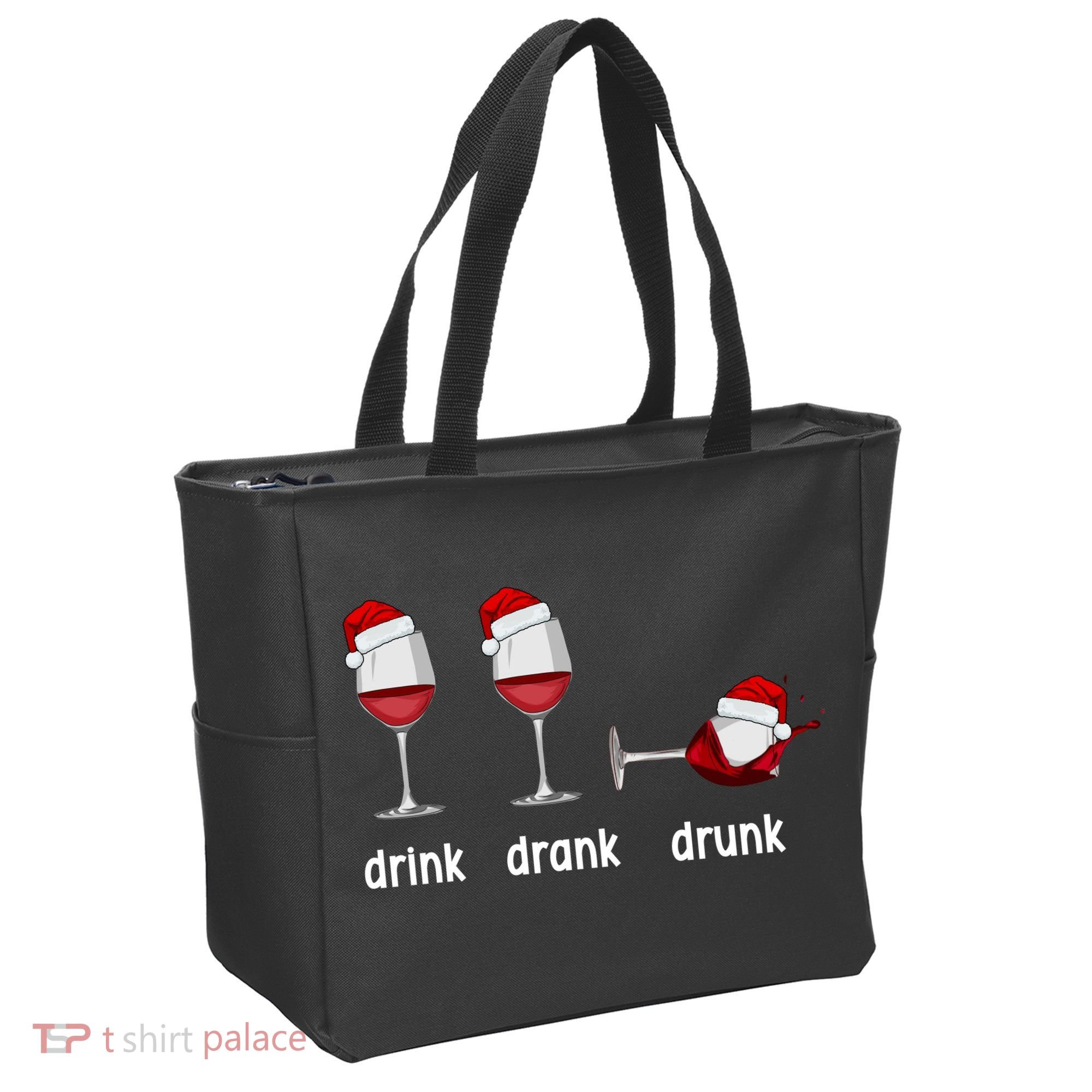 Funny Christmas Wine Grammar Verb Conjugation Party Tote Bag