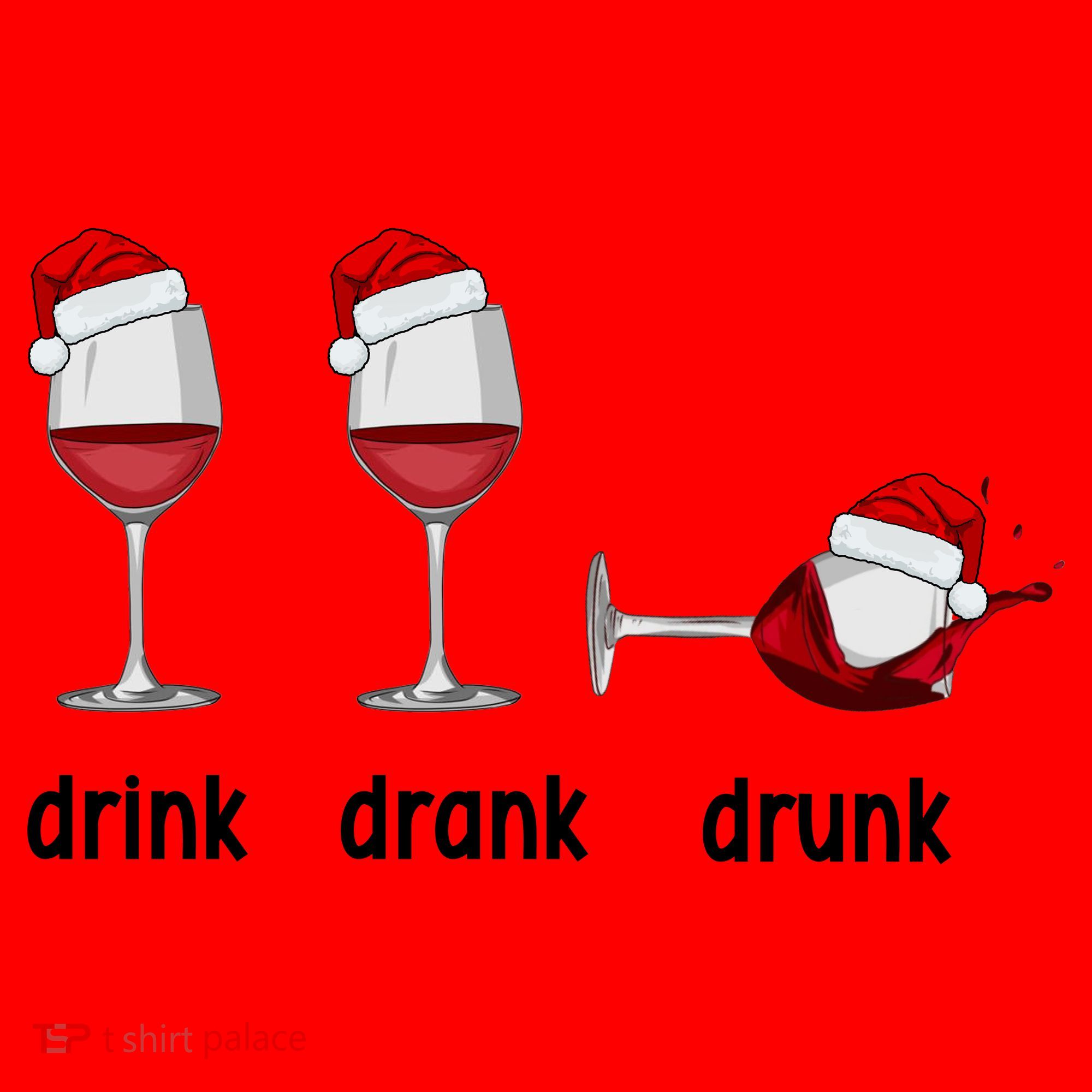 Funny Christmas Wine Grammar Verb Conjugation Party Santa Hat
