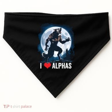 Funny Cringe Werewolf Wolf Meme I Heart Alphas I Love Alphas USA-Made Doggie Bandana
