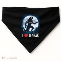 Funny Cringe Werewolf Wolf Meme I Heart Alphas I Love Alphas USA-Made Doggie Bandana thumb 0