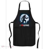 Funny Cringe Werewolf Wolf Meme I Heart Alphas I Love Alphas Apron thumb 0