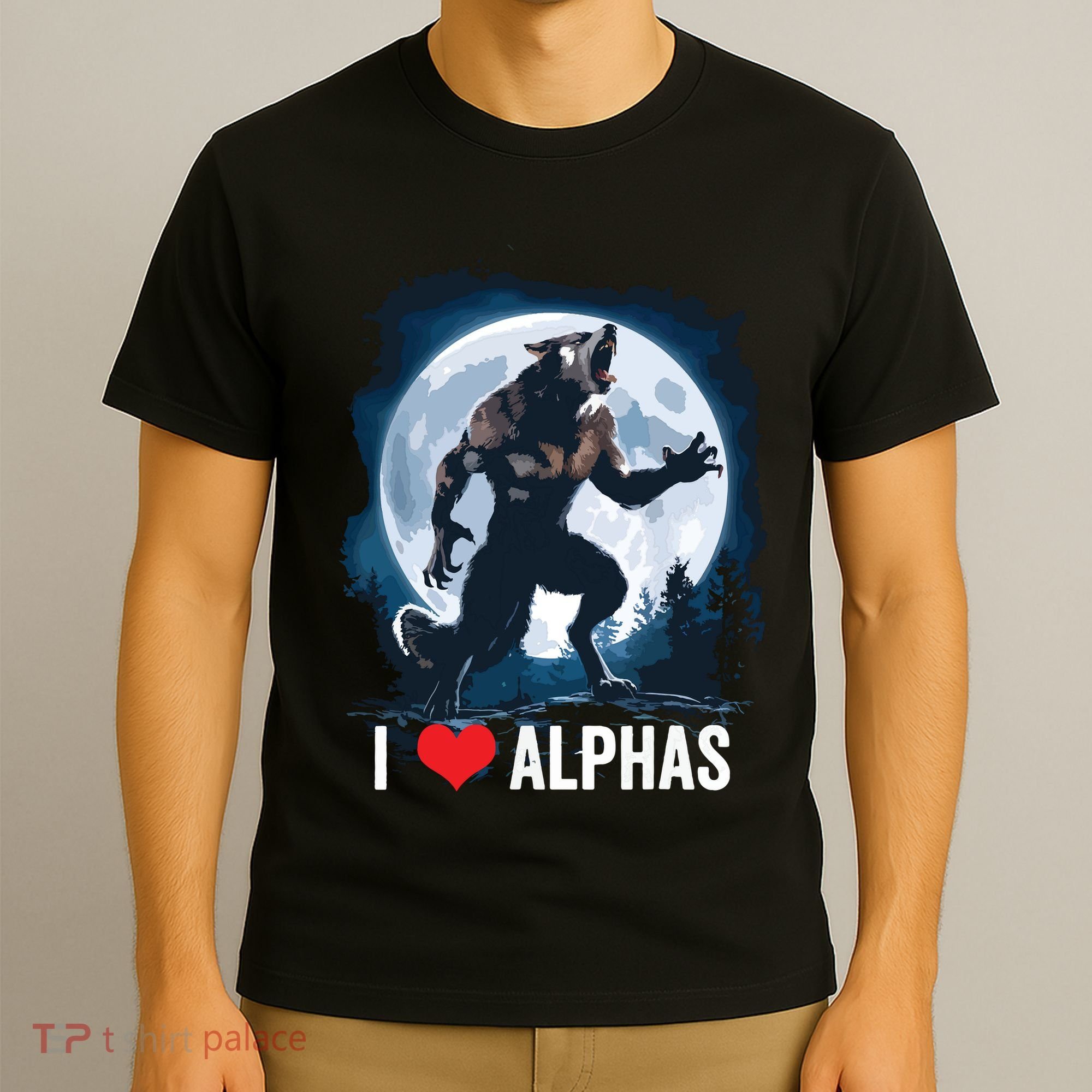 Funny Cringe Werewolf Wolf Meme I Heart Alphas I Love Alphas T-Shirt
