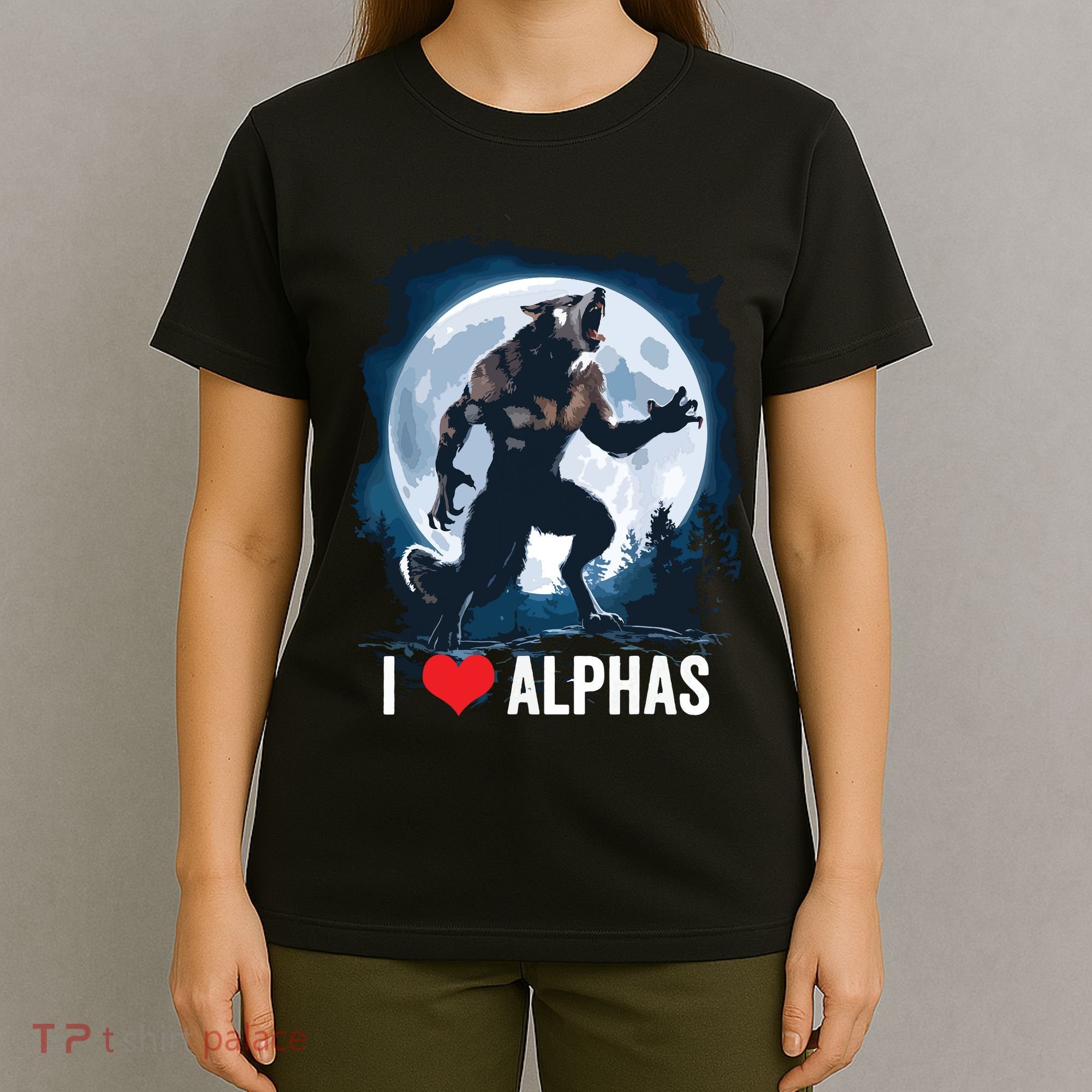 Funny Cringe Werewolf Wolf Meme I Heart Alphas I Love Alphas T-Shirt