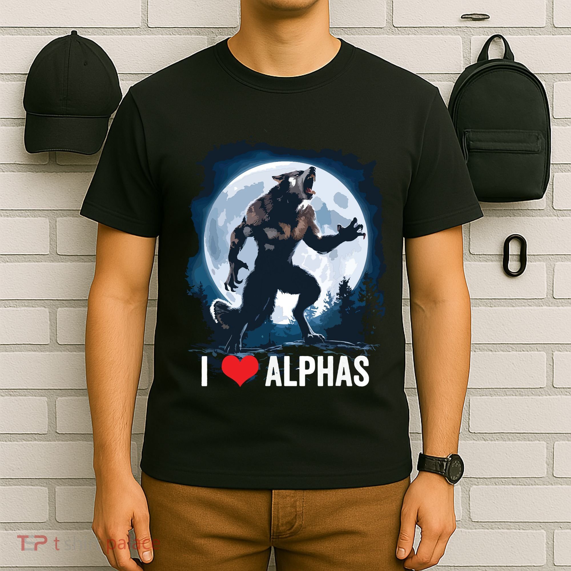 Funny Cringe Werewolf Wolf Meme I Heart Alphas I Love Alphas T-Shirt
