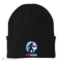 Funny Cringe Werewolf Wolf Meme I Heart Alphas I Love Alphas Beanie thumb 0