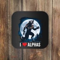 Funny Cringe Werewolf Wolf Meme I Heart Alphas I Love Alphas Coaster thumb 0