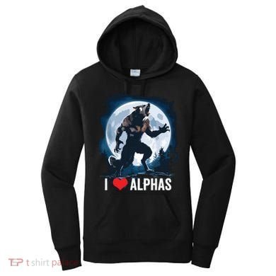 Funny Cringe Werewolf Wolf Meme I Heart Alphas I Love Alphas Women's Hoodie