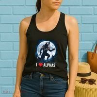Funny Cringe Werewolf Wolf Meme I Heart Alphas I Love Alphas Women's Tank Top thumb 2