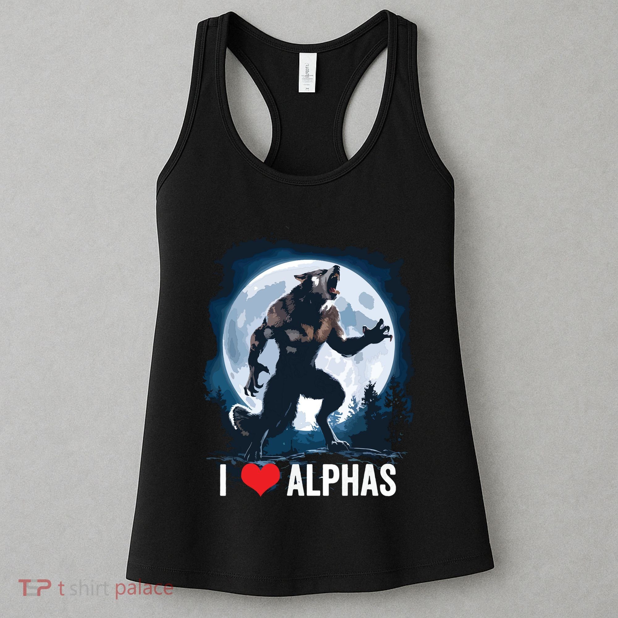 Funny Cringe Werewolf Wolf Meme I Heart Alphas I Love Alphas Women's Tank Top