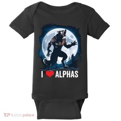 Funny Cringe Werewolf Wolf Meme I Heart Alphas I Love Alphas Baby Bodysuit