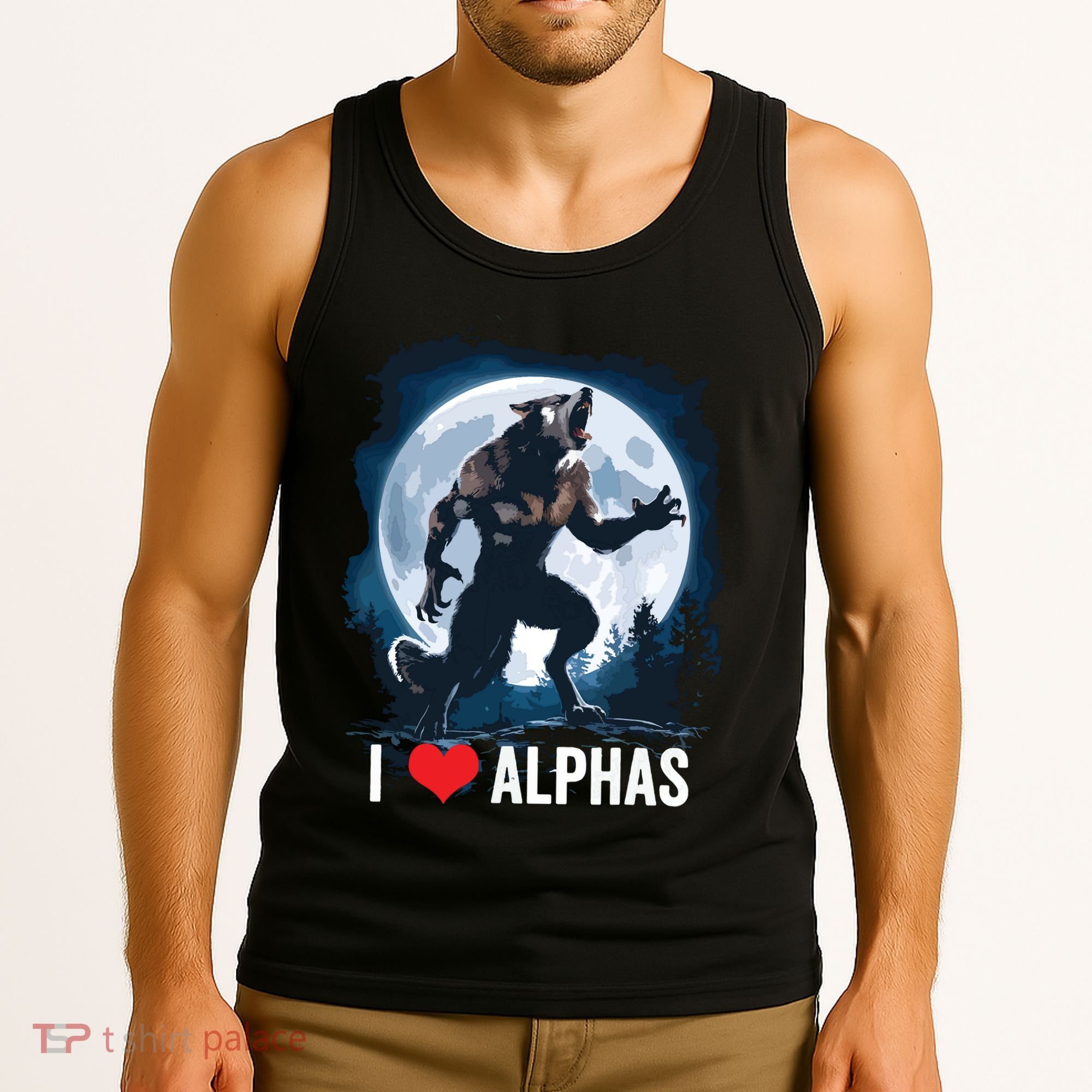 Funny Cringe Werewolf Wolf Meme I Heart Alphas I Love Alphas Tank Top